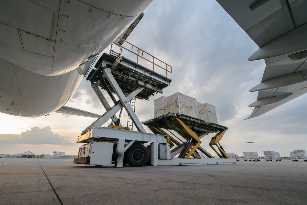 Cargo loaded into an airplane