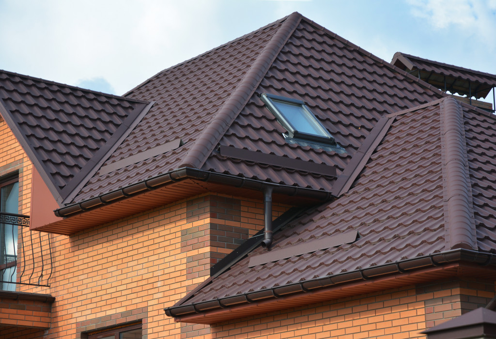 a close-up of a home with skylight installation