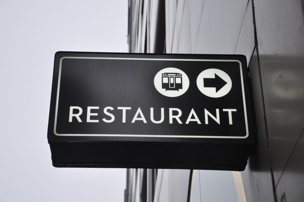 A restaurant sign