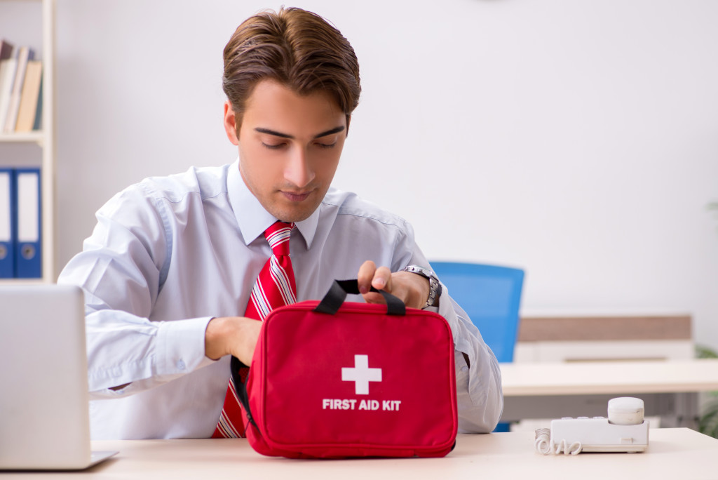 First-aid kit at work for accidents