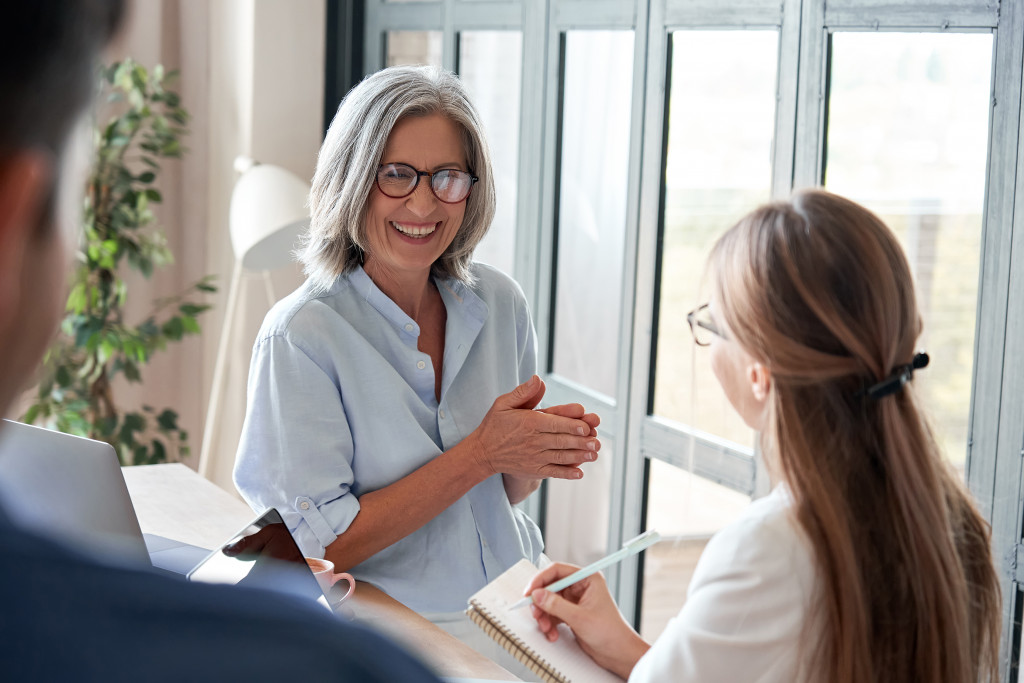 A female senior employee at work