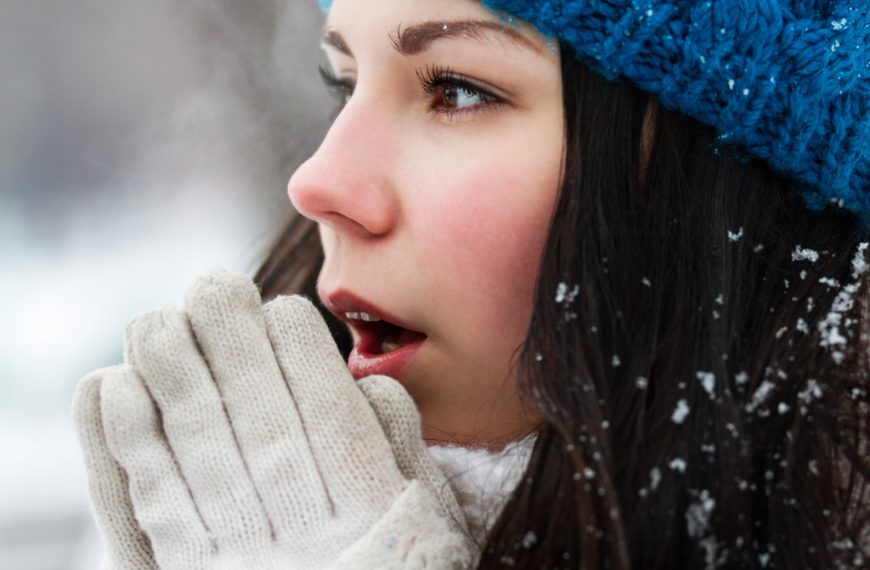 A woman in cold winter