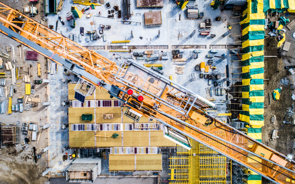 Construction site pictured from above