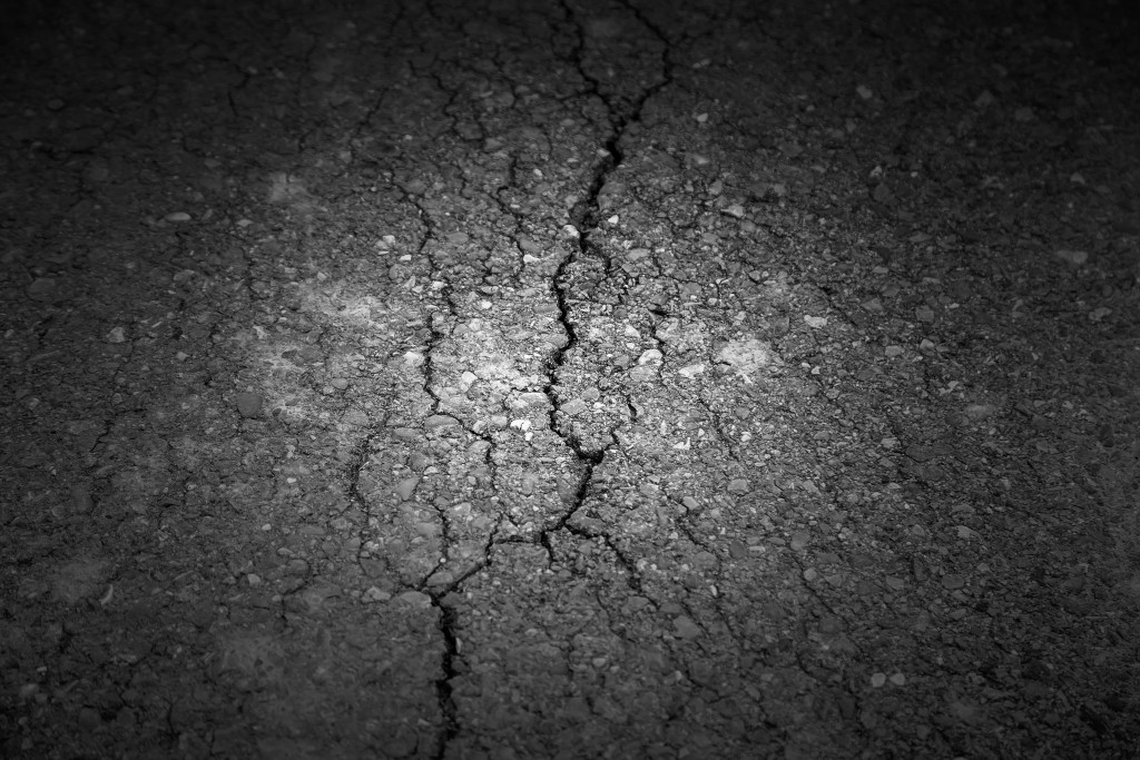 earthquake crack on the road