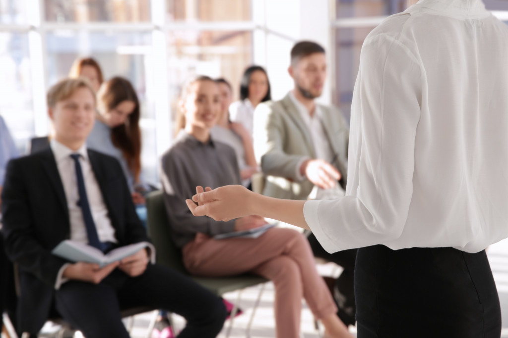 man presenting in workshop or seminar