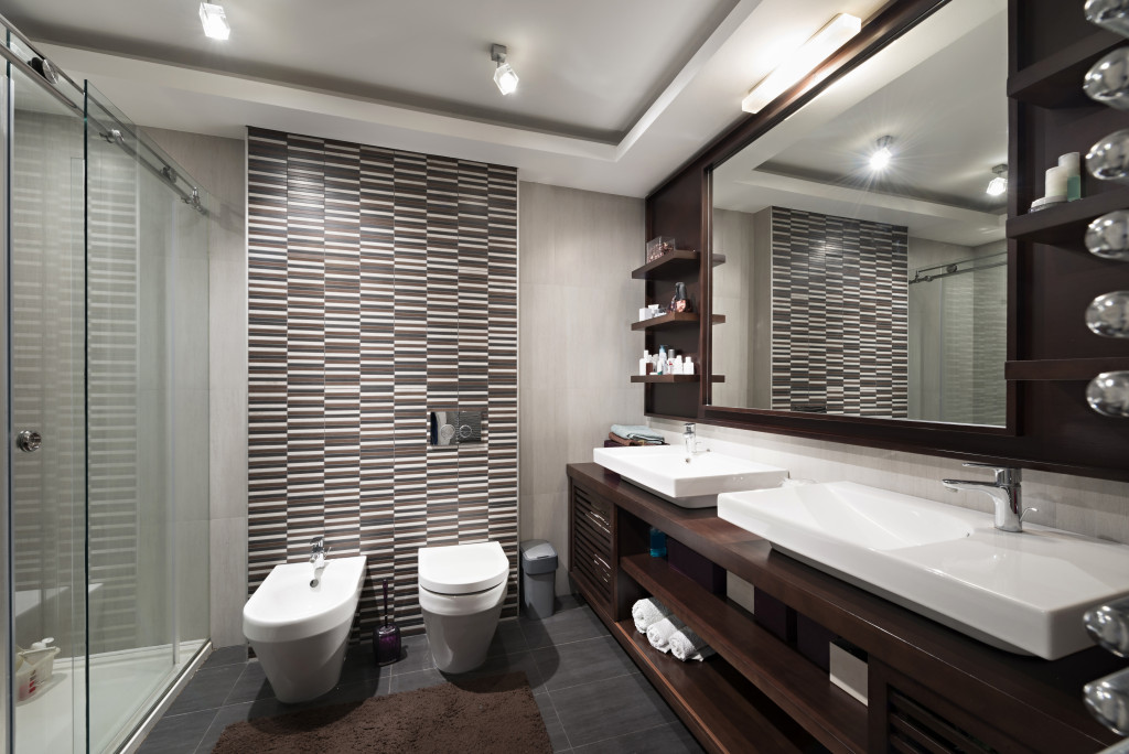 modern and stylish bathroom with ample storage space