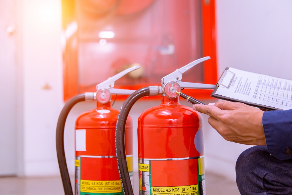 Fire extinguishers ready for use