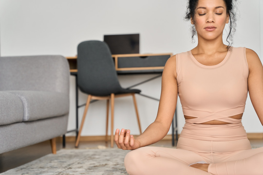 A woman doing meditation